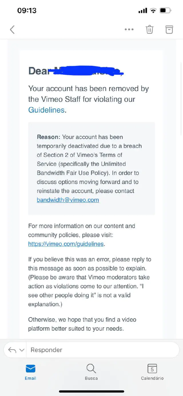 Vimeo Alert E-Mail